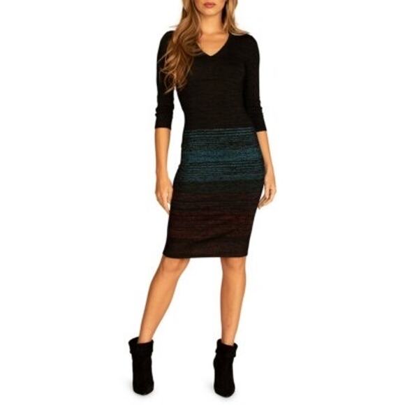 Trina Turk Women's Black Space-Dye Ombre Sweater Dress Size Small - Picture 1 of 9